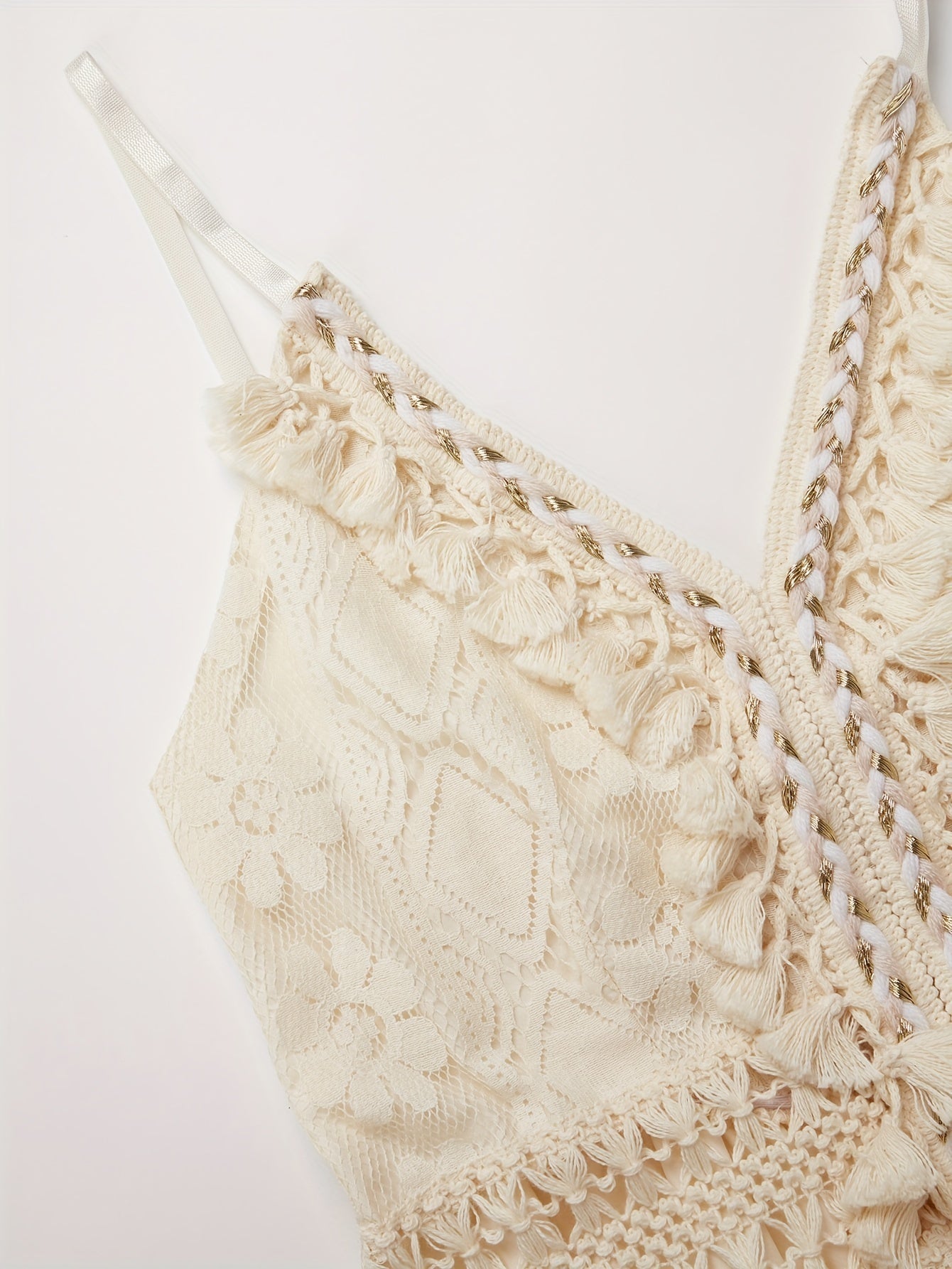 V-Neck Lace Hem Sundress