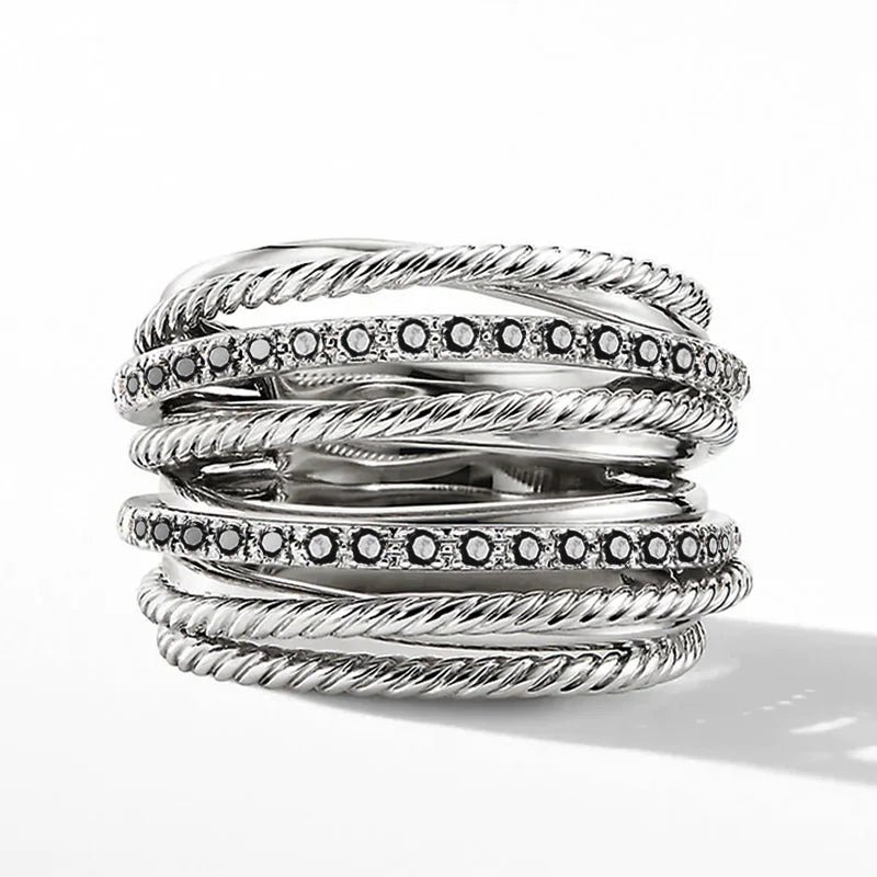Huitan Silver Multiple Rings