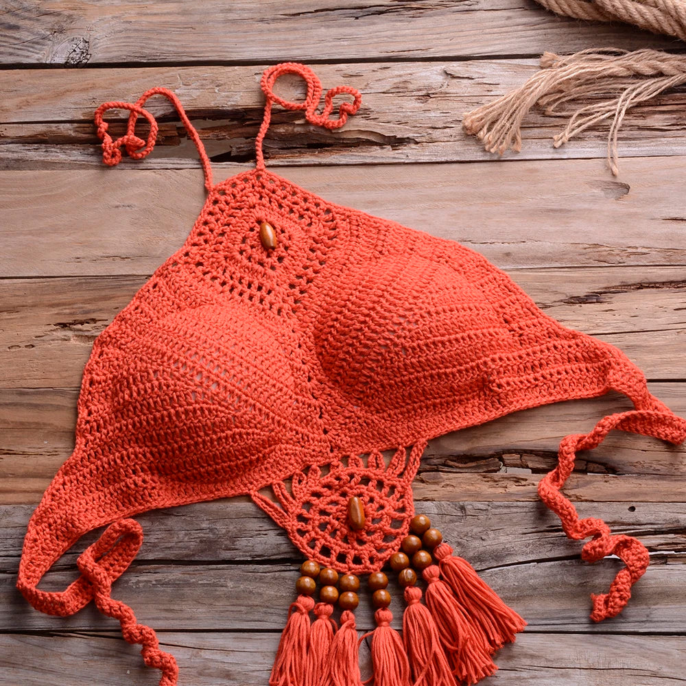 Mid Waist Crochet Bikini Bohemia Style