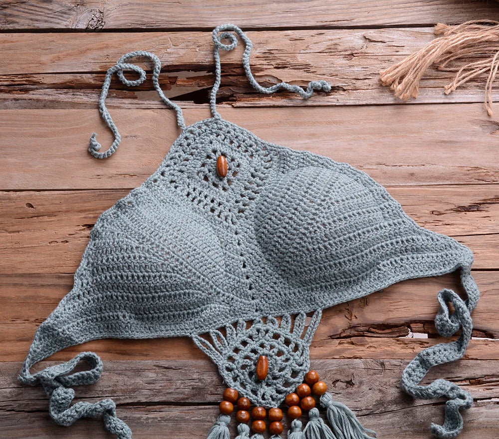 Mid Waist Crochet Bikini Bohemia Style