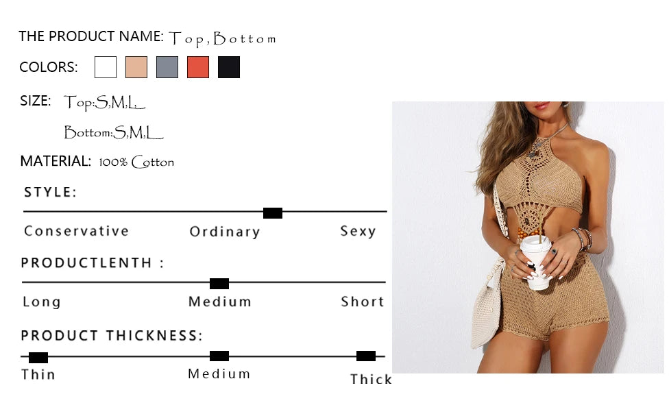 Mid Waist Crochet Bikini Bohemia Style