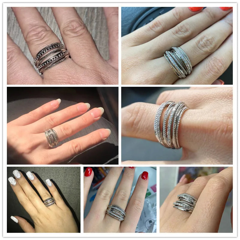 Huitan Silver Multiple Rings