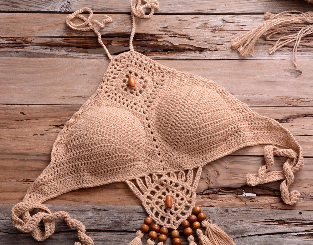 Mid Waist Crochet Bikini Bohemia Style