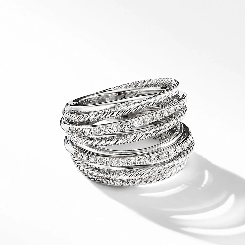 Huitan Silver Multiple Rings