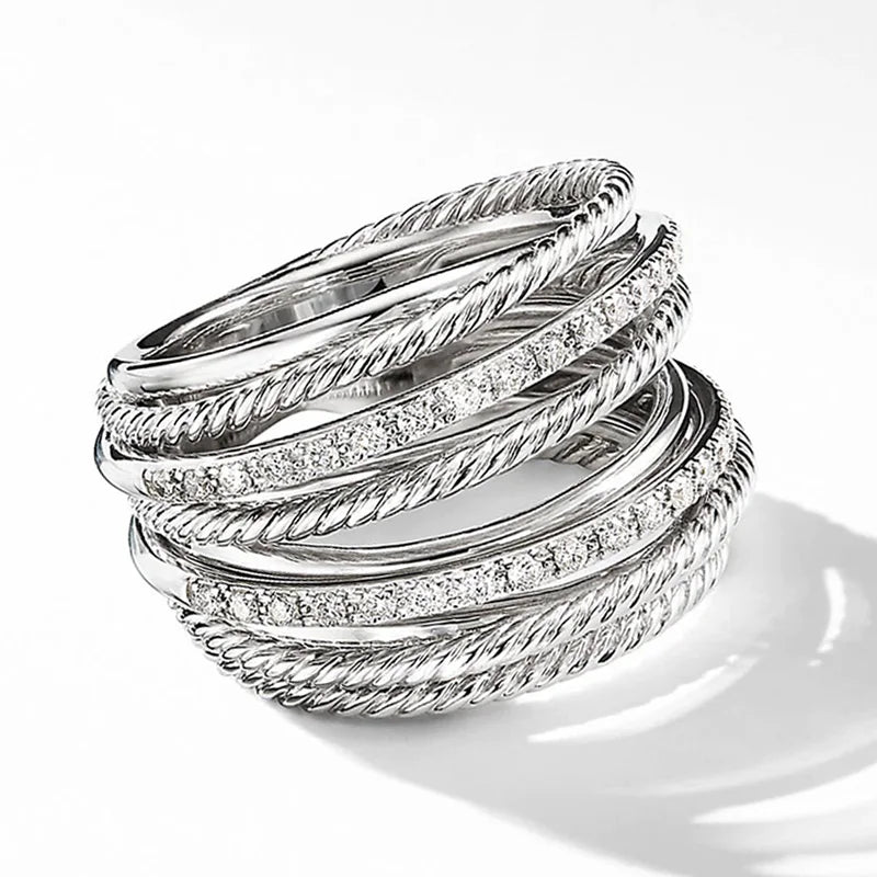 Huitan Silver Multiple Rings