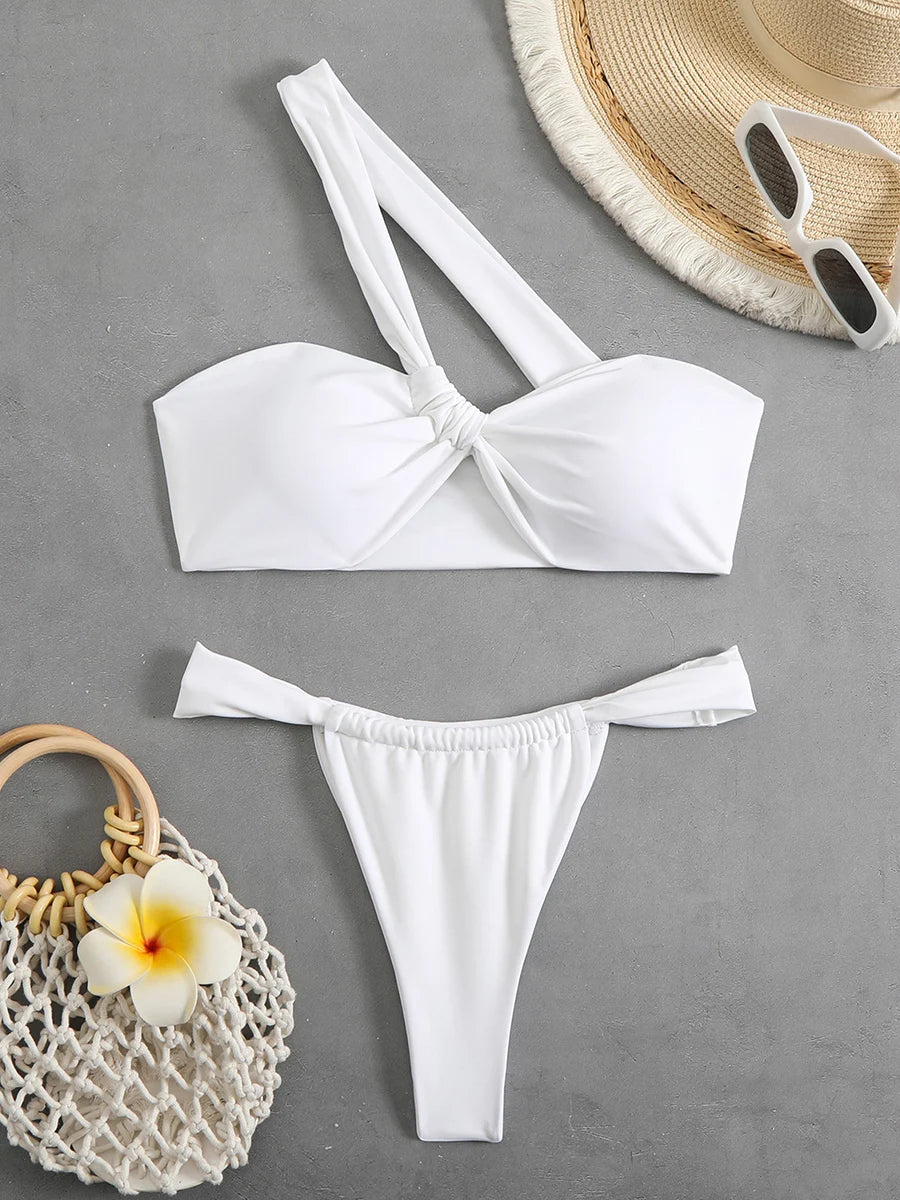 Ladies One Shoulder Bikinis Set