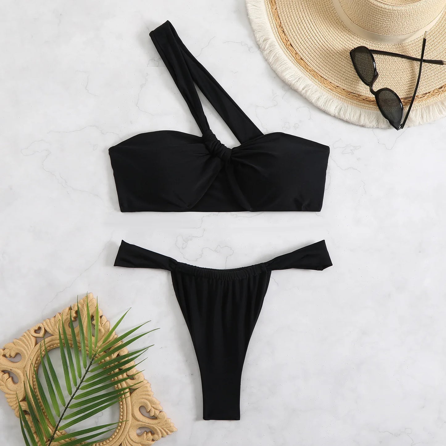 Ladies One Shoulder Bikinis Set
