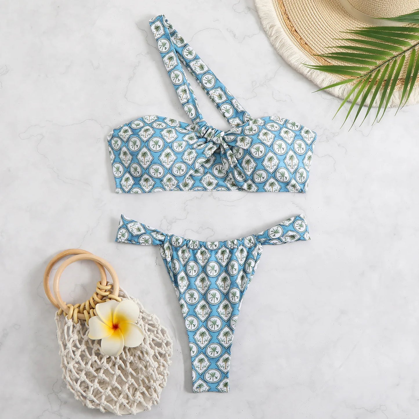 Ladies One Shoulder Bikinis Set