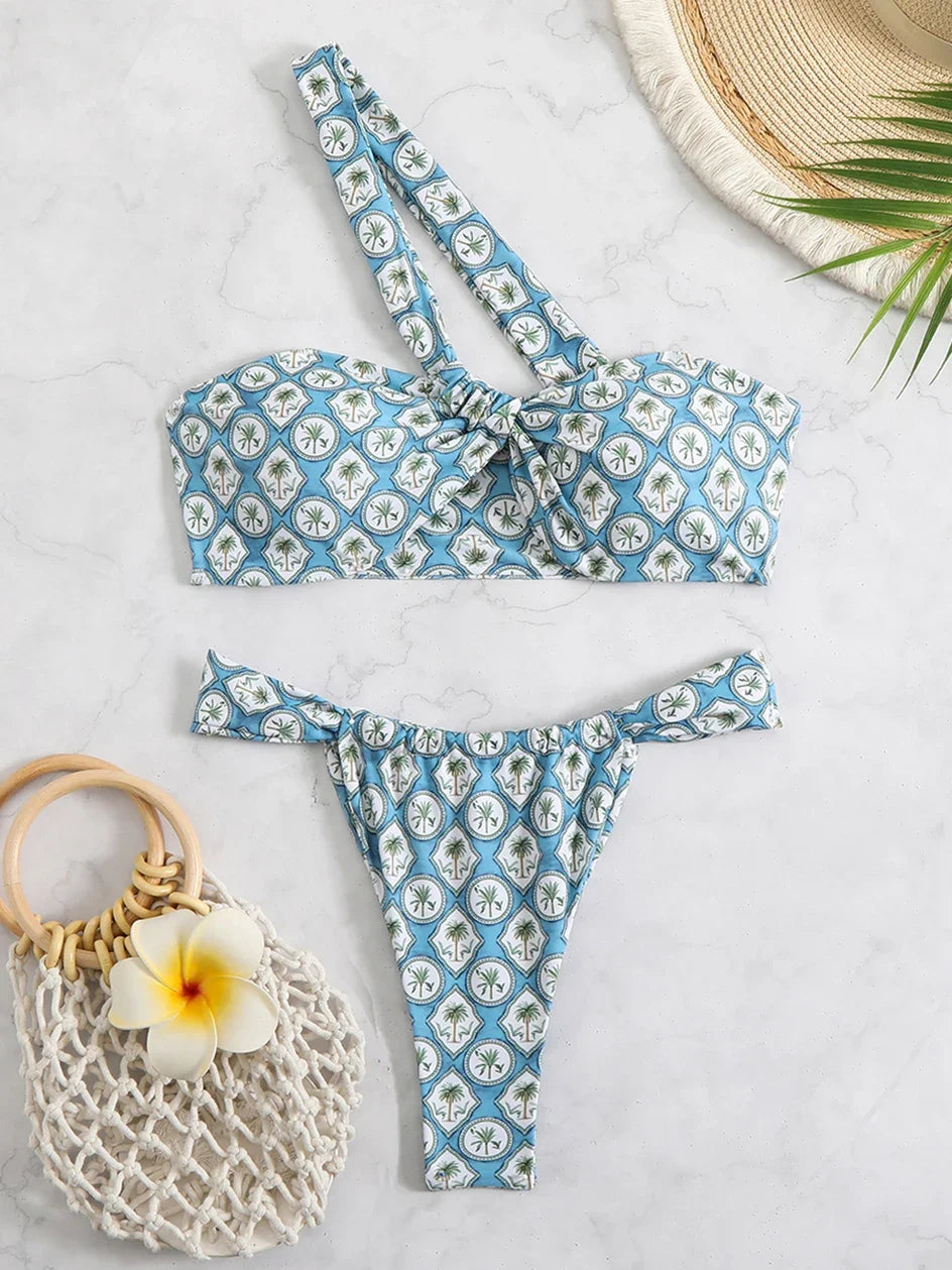 Ladies One Shoulder Bikinis Set