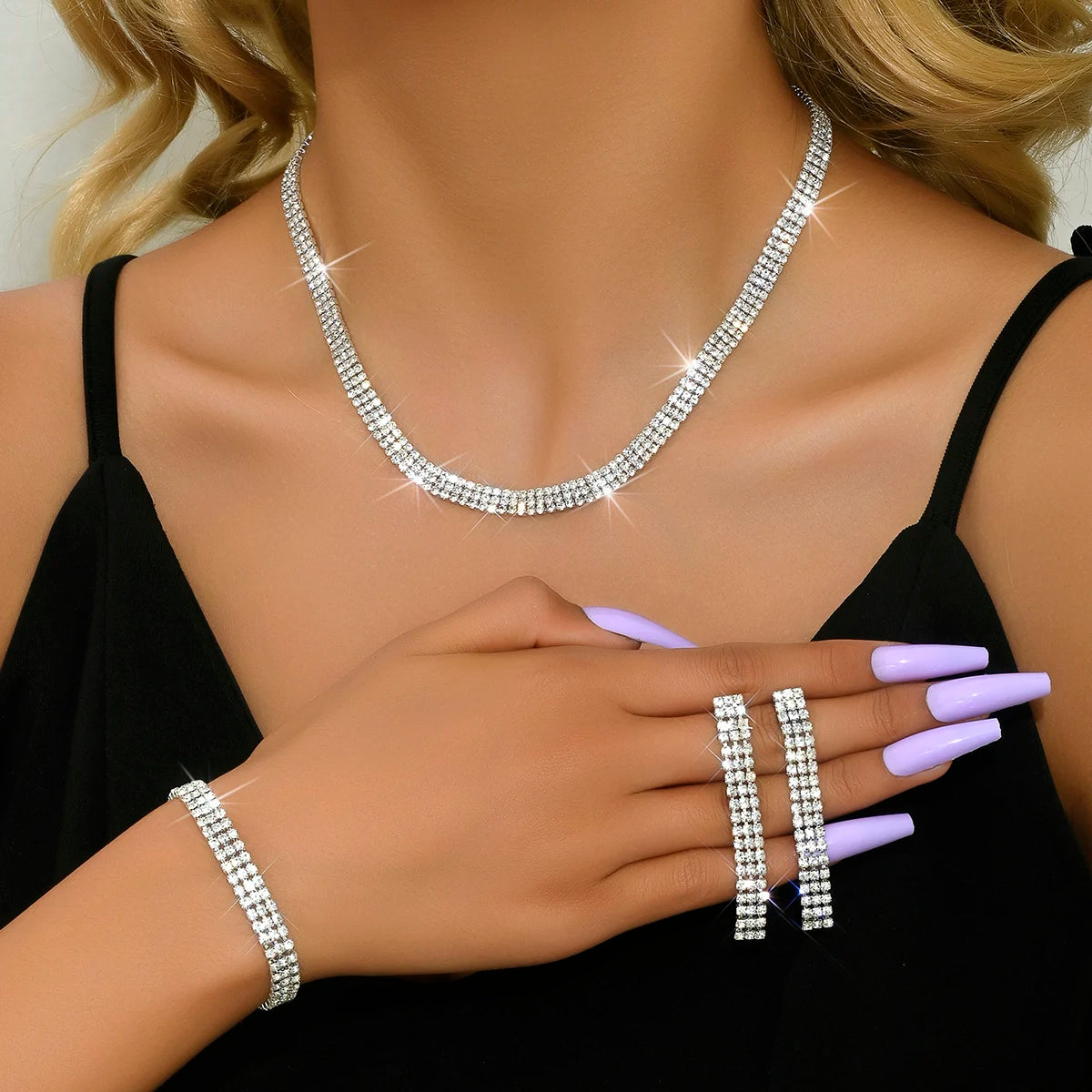 4 pieces Diamond Ladies Jewelry Set