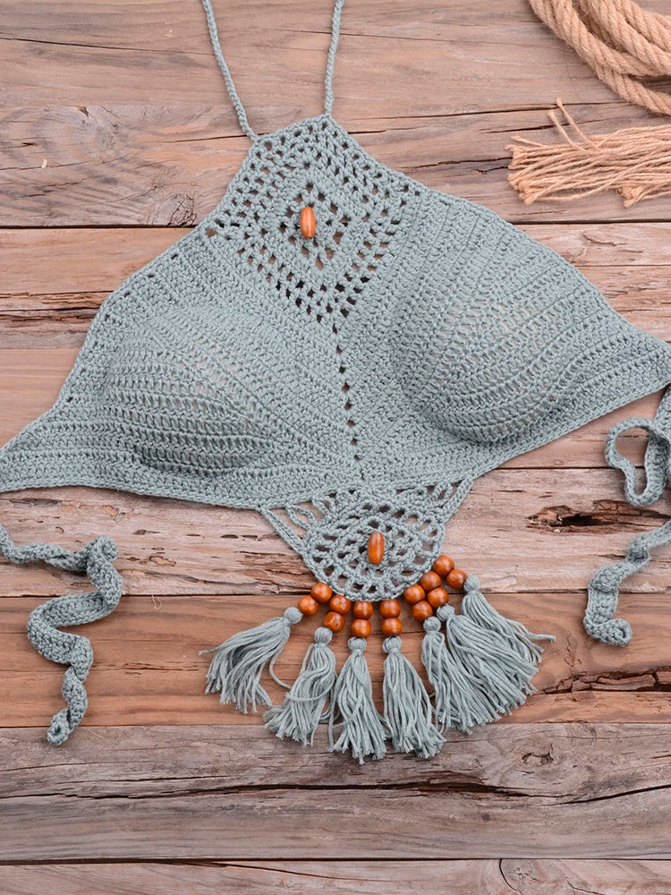 Mid Waist Crochet Bikini Bohemia Style