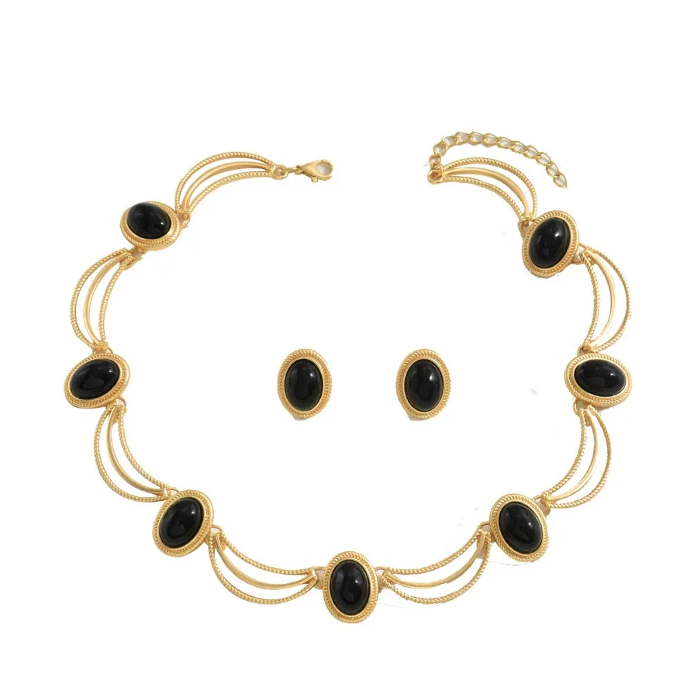 Elegant Gold and Black Jewelry Set
