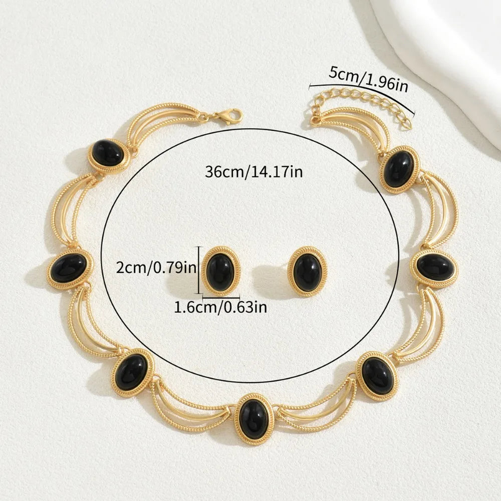 Elegant Gold and Black Jewelry Set