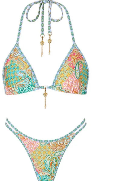 Ladies Bikini Neck Print Swimsuit