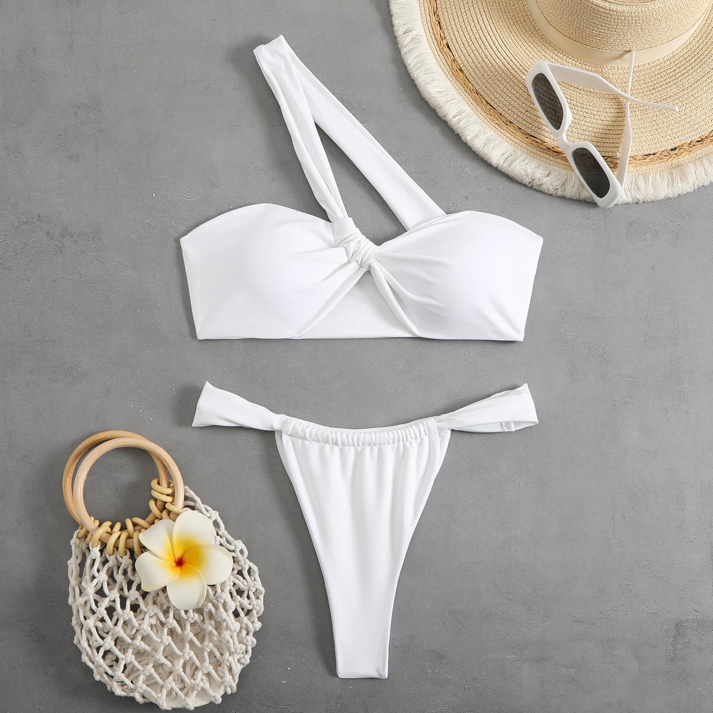 Ladies One Shoulder Bikinis Set