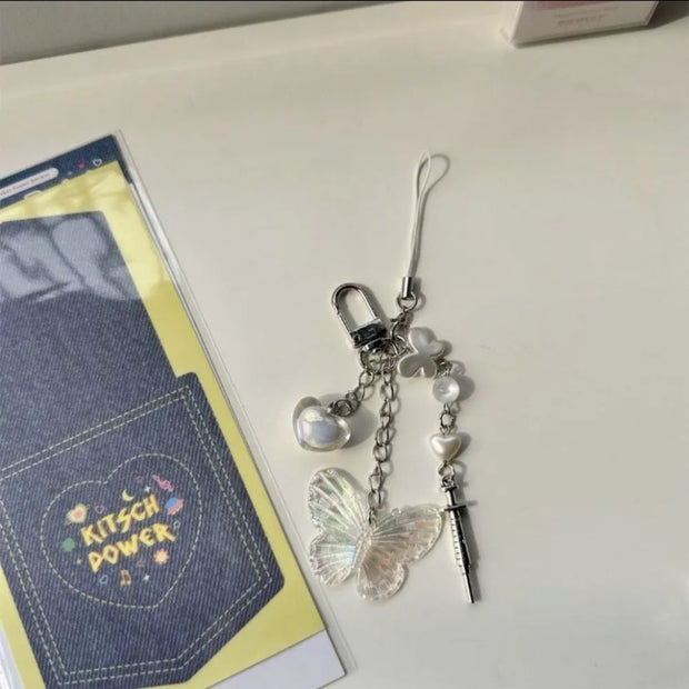 Gothic Butterfly Cross pendant keychain