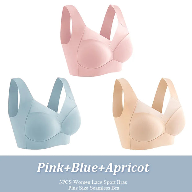 3Pcs Lace women Sport Bras Plus Size