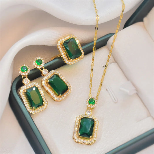 Zircon Luxury Three-piece Jewelry Set ﻿