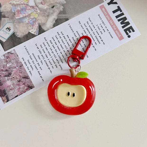 Cartoon Apple Red Green Keychain