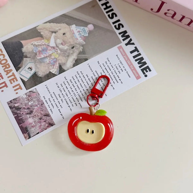 Cartoon Apple Red Green Keychain