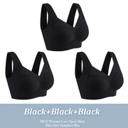 3Pcs Lace women Sport Bras Plus Size