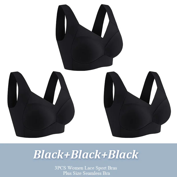 3Pcs Lace women Sport Bras Plus Size