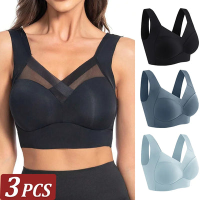 3Pcs Lace women Sport Bras Plus Size