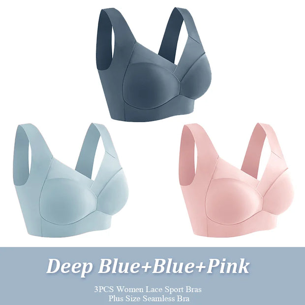 3Pcs Lace women Sport Bras Plus Size