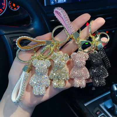 Cute Rhinestone Bear Keychain