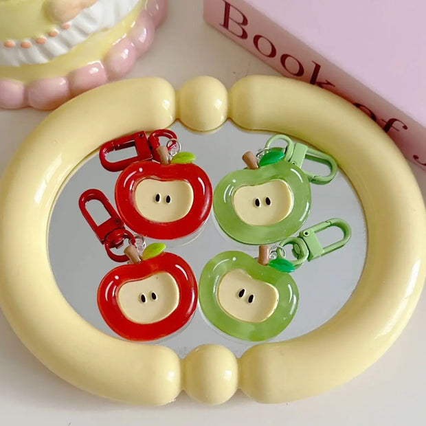 Cartoon Apple Red Green Keychain