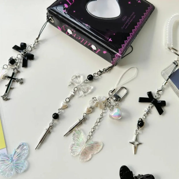 Gothic Butterfly Cross pendant keychain