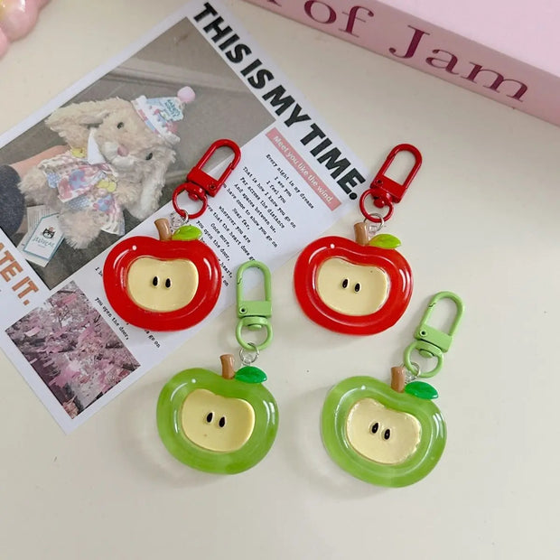 Cartoon Apple Red Green Keychain