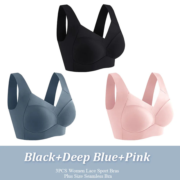 3Pcs Lace women Sport Bras Plus Size