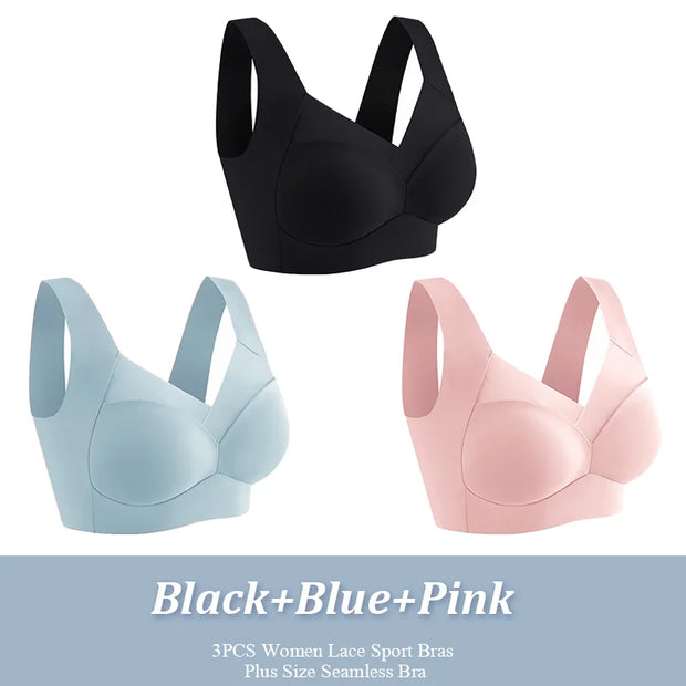 3Pcs Lace women Sport Bras Plus Size