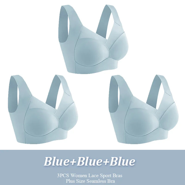 3Pcs Lace women Sport Bras Plus Size