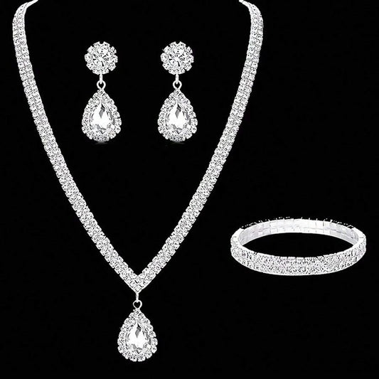4 Pieces Luxurious Crystal Jewelry Set