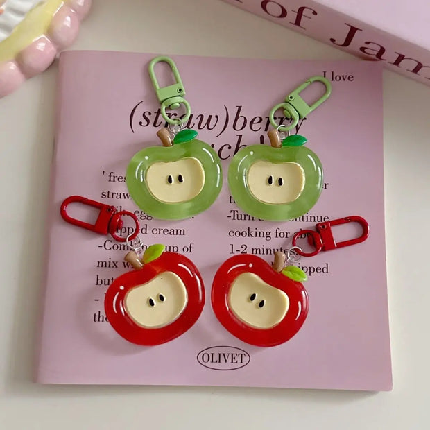 Cartoon Apple Red Green Keychain