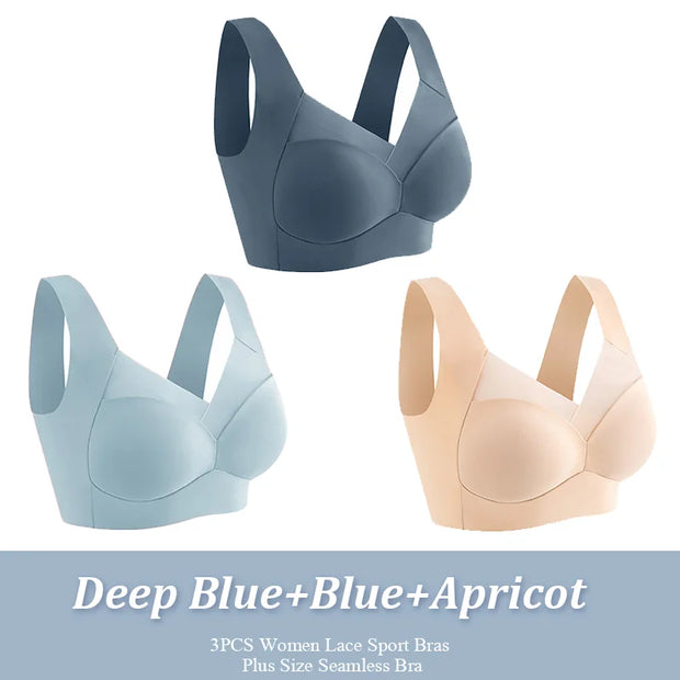 3Pcs Lace women Sport Bras Plus Size