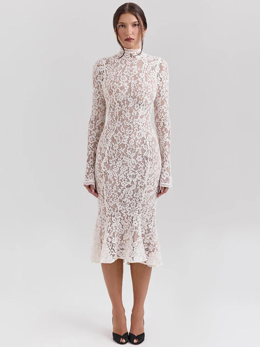 Mozision Lace Midi Dress