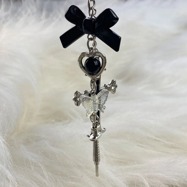Gothic Butterfly Cross pendant keychain