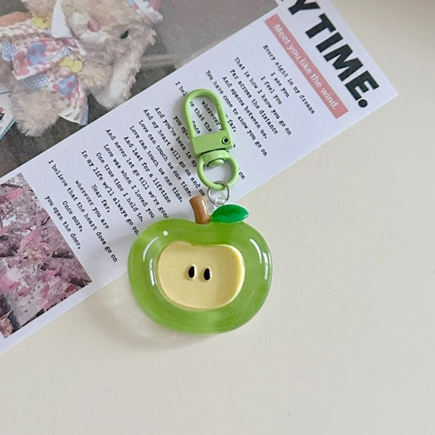 Cartoon Apple Red Green Keychain