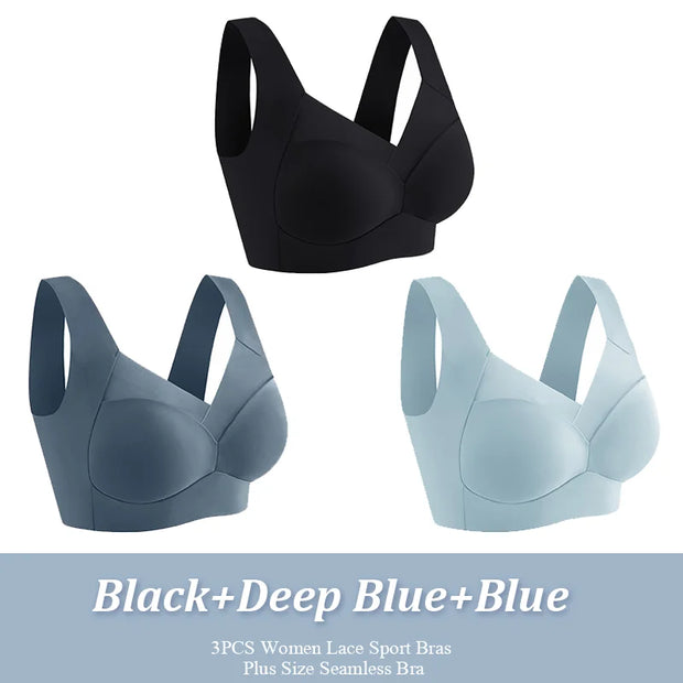 3Pcs Lace women Sport Bras Plus Size