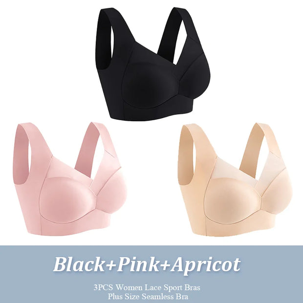 3Pcs Lace women Sport Bras Plus Size
