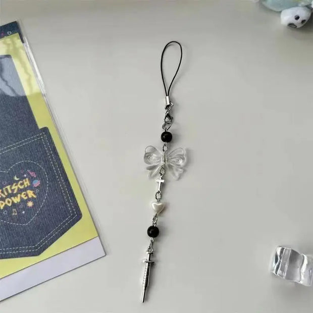 Gothic Butterfly Cross pendant keychain