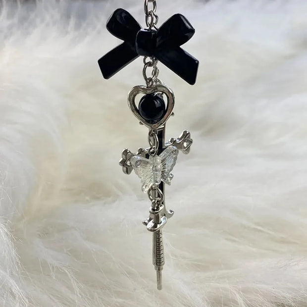 Gothic Butterfly Cross pendant keychain