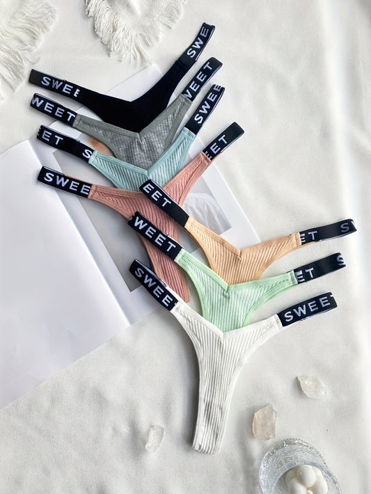 7pcs Print Tape Thong Panties